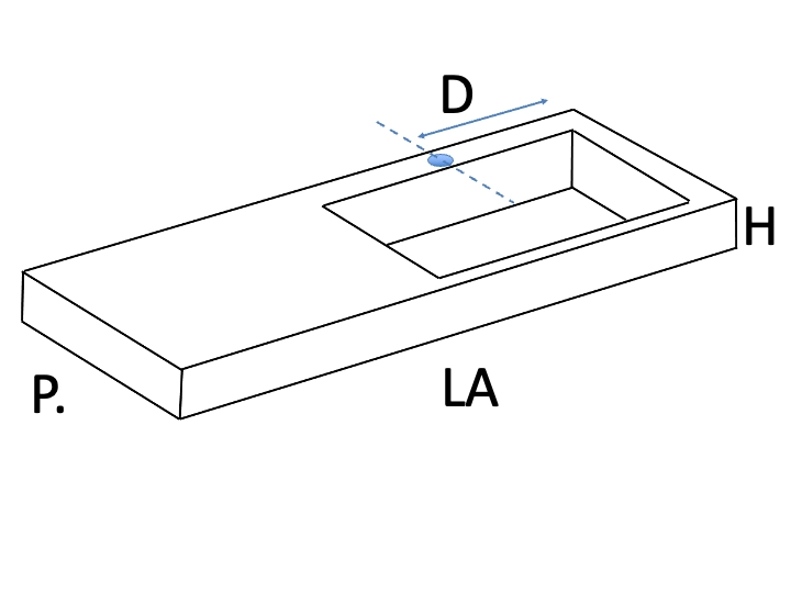 Plan vasque Design, fabrication sur mesure, Largeur 60 à 20 cm x Profondeur 40 à 60 cm, résine minérale ACRYSTONE® SOLID-SURFACE Finition lisse blanc mate, Livraison Offerte et Rapide.